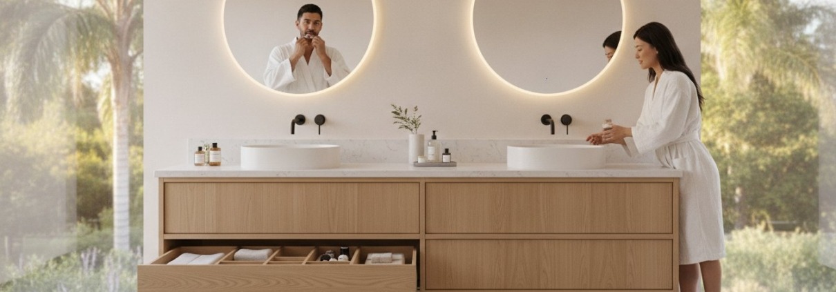 Double Sink Vanity with Storage Ideas: Maximize Your Los Angeles Master Bath